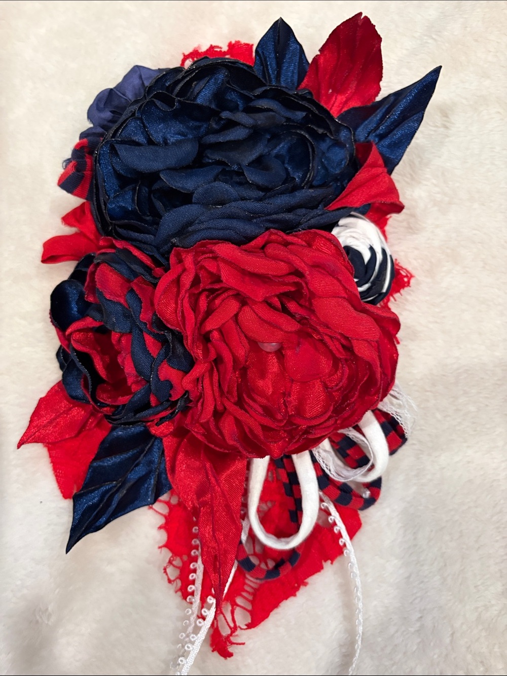 Navy & Red Floral Brooch Pin - Women Jewelry Brooches